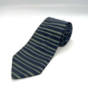 Dona Blue / Green Horizontal Stripe Necktie 59” L 3.5” W 100% Silk Tie Italy